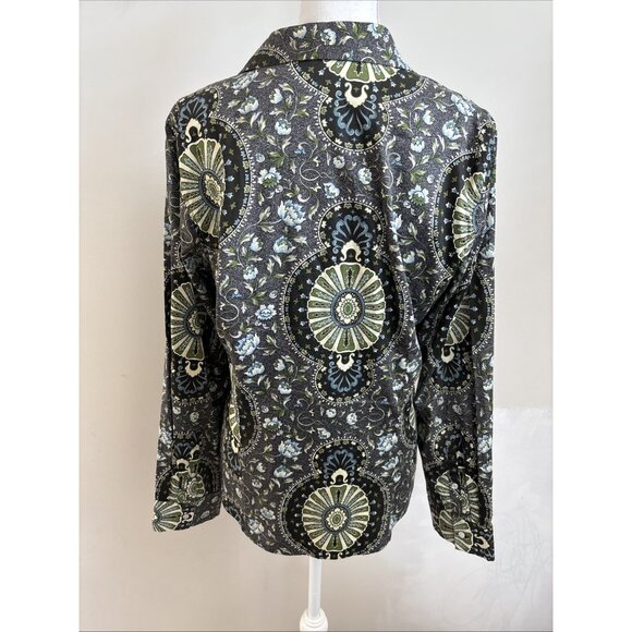 Talbots Mandala Bloom Button-Up Shirt Boho Statement Piece size 14 - Picture 5 of 8